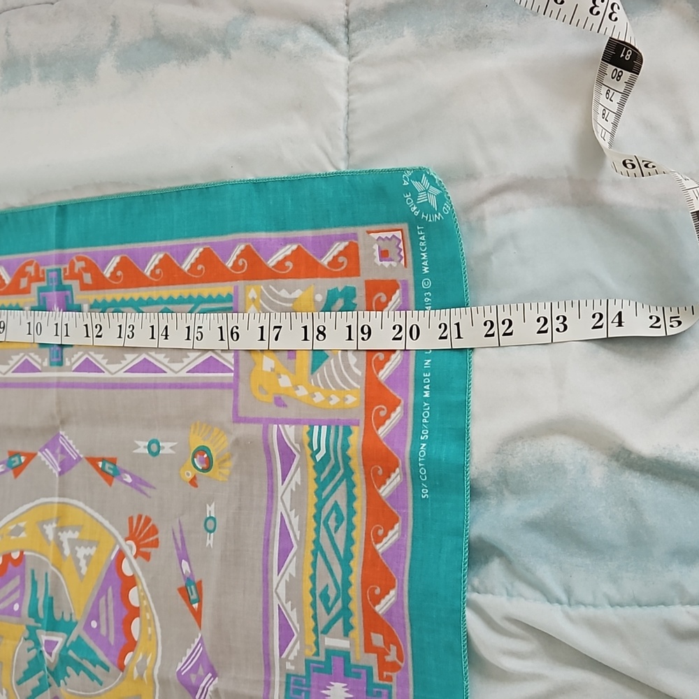NWOT Vintage Wamcraft Southwest Aztec Cowboy Pastel Bandana 21" - Picture 4 of 8